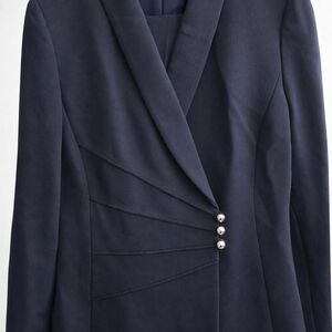 Tahari Dark Blue Women's Pantsuit with Silver Buttons